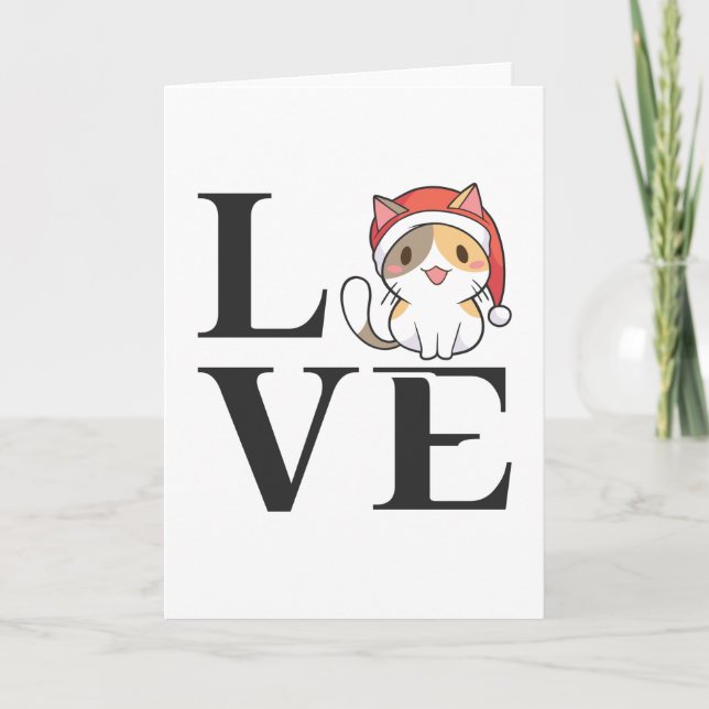 Love Cats – Santa Kitten Card (Front)