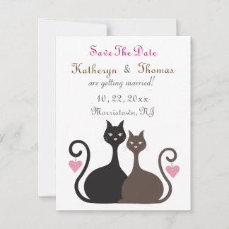 Love Cats Save The Date Announcement Flat Card