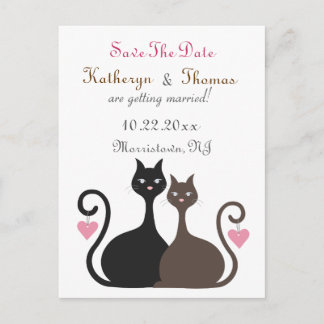 Love Cats Save The Date Announcement Postcard2 Postcard
