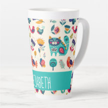 Love Cats Scandinavian Folk Art Girls Decor NAMED