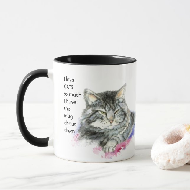 Love CATS so so much I Fun Quote  Mug (With Donut)