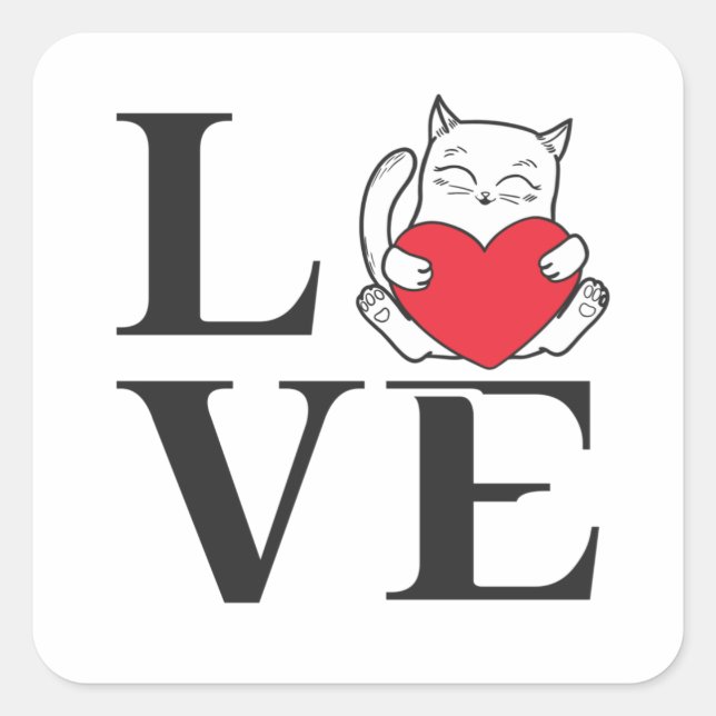 Love Cats Square Sticker (Front)