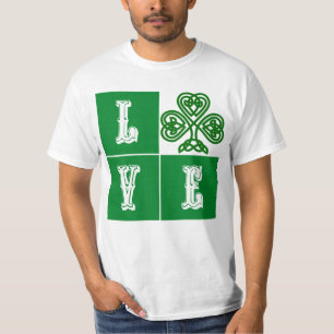 Love Celtic Shamrock Hearts T-Shirt