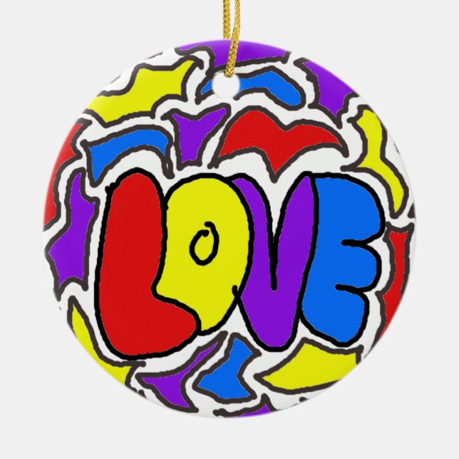 Love Ceramic Tree Decoration (Front)