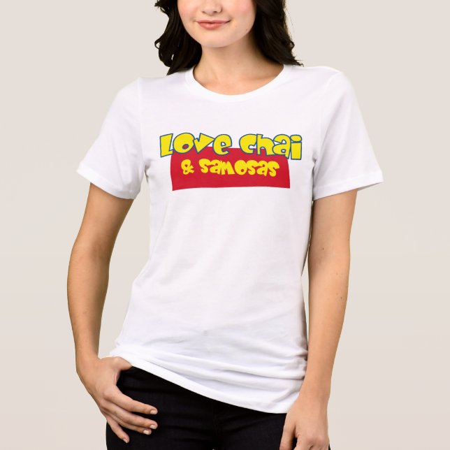 Love Chai Tee |  Funny Indian Chai Samosa T-shirt (Front)