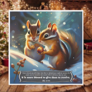 Love Charity Giving Scripture Woodland Chipmunks  Holiday Card