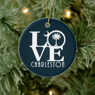LOVE Charleston SC  Ceramic Tree Decoration