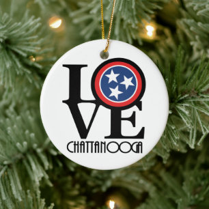 LOVE Chattanooga Tennessee Ceramic Tree Decoration