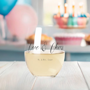 Love & Cheers Typography Gift Glasses