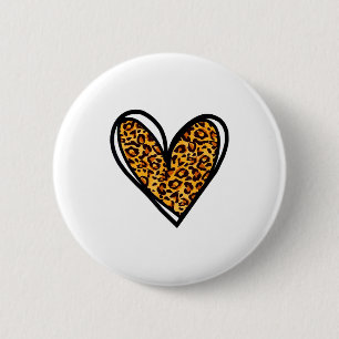 Love Cheetah Leopard Print Heart Valentines Day Gi 6 Cm Round Badge