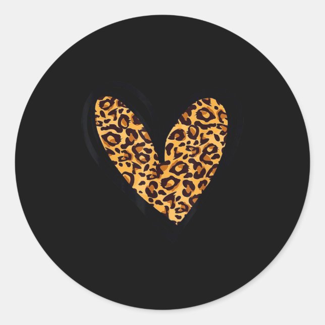 Love Cheetah Leopard Print Heart Valentines Day Gi Classic Round Sticker (Front)