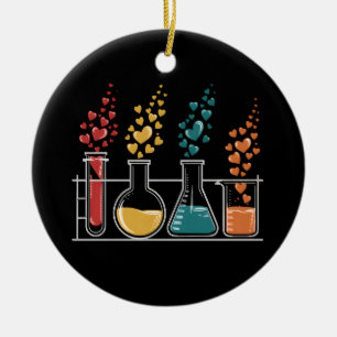 Love Chemistry Hearts Science Teacher Men Women Ceramic Tree Decoration