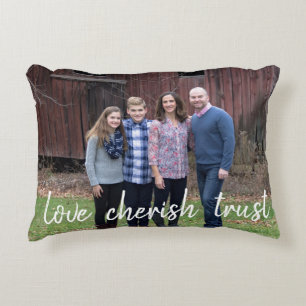 Love cherish trust custom family photo pillow