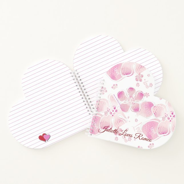 Love Cherry Blossoms Heart-Shaped Spiral Notebook (Inside)