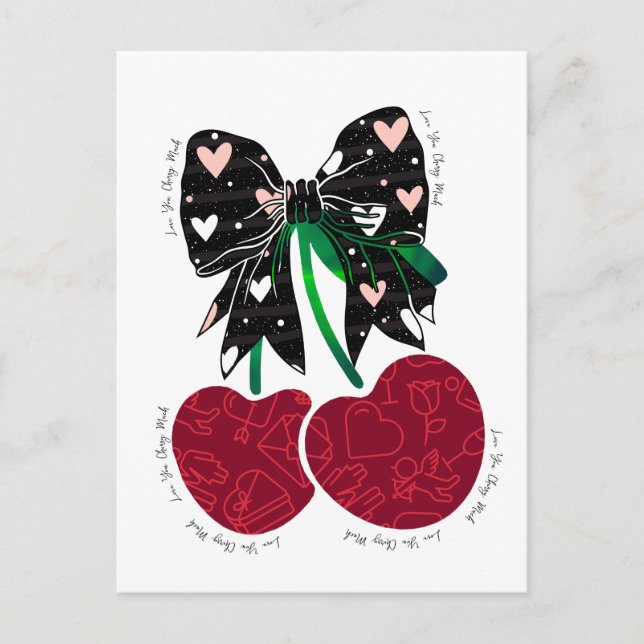Love cherry much funny fruit postcard (Front)