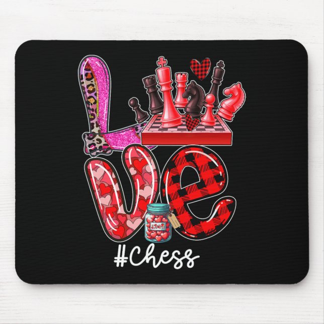 Love Chess Equipment Player Team Valentine's Day H Mouse Pad (Front)