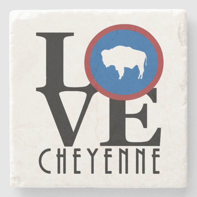 LOVE Cheyenne Wyoming Stone Coaster (Front)
