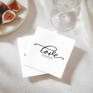 Love - Chic Black Script Wedding Minimalist Napkin