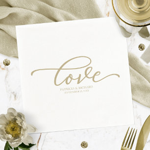 Love - Chic Gold Script Wedding Minimalist Napkins