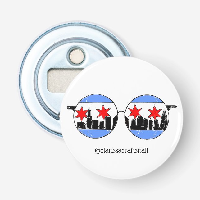 LOVE chicaGOggles magnet Bottle Opener (Front)