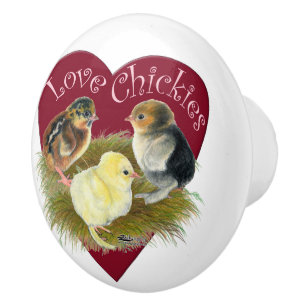 Love Chickies Ceramic Knob