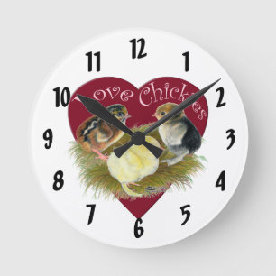 Love Chickies Round Clock