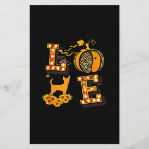 Love Chihuahua Leopard Print Pumpkin Halloween Stationery