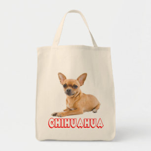 Love Chihuahua Puppy Dog Canvas Grocery Tote Bag
