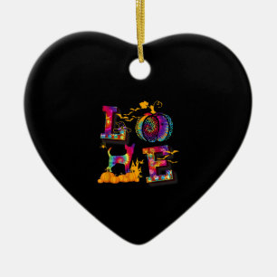 Love Chihuahua Tie Dye Pumpkin Halloween Costume Ceramic Tree Decoration