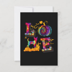Love Chihuahua Tie Dye Pumpkin Halloween Costume RSVP Card