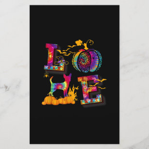 Love Chihuahua Tie Dye Pumpkin Halloween Costume Stationery