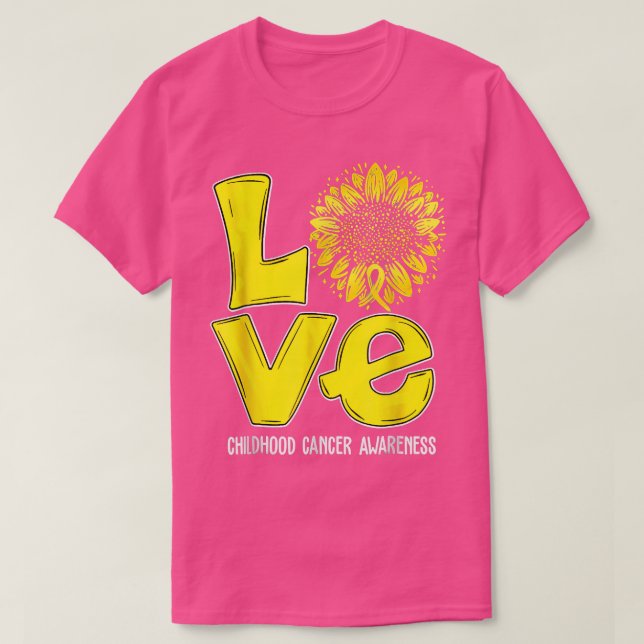 Love Childhood Cancer Awareness Sunflower Gold Rib T-Shirt (Design Front)