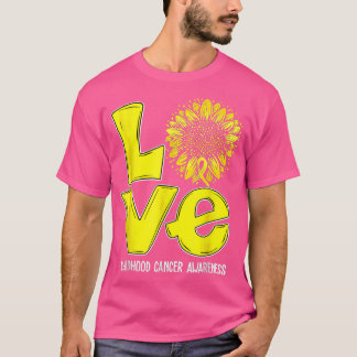 Love Childhood Cancer Awareness Sunflower Gold Rib T-Shirt