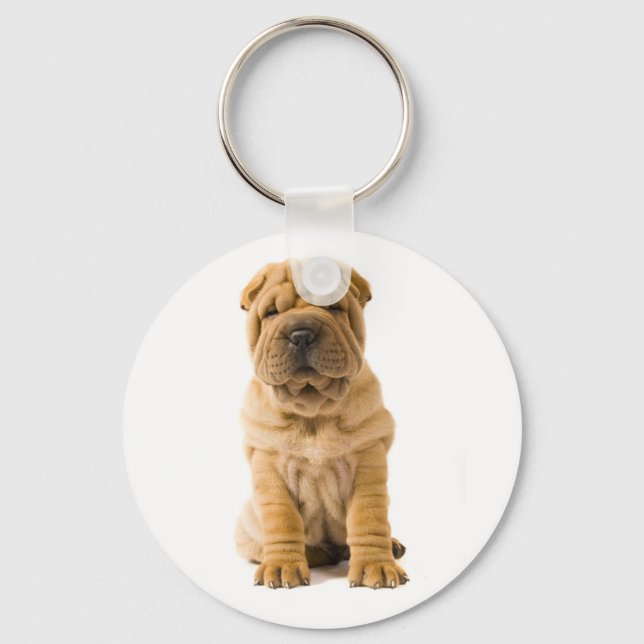 Love Chinese Shar Pei Puppy Dog Keychain (Front)