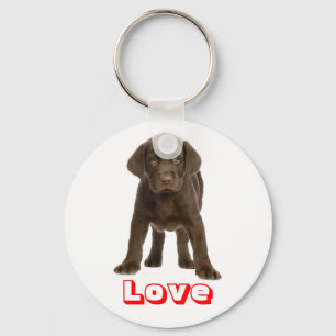 Love Chocolate Labrador Retriever Puppy Keychain