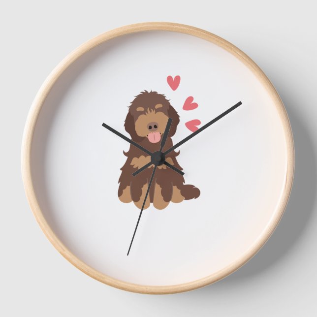 Love Chocolate Phantom Cockapoo Cavapoo Dog Clock (Front)