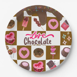 Love Chocolate" Sweet Treats Party Plates – Brown 