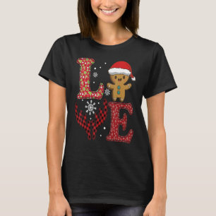 Love Christmas 2022 Buffalo Plaid Gingerbread Man  T-Shirt