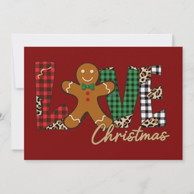 Love Christmas Gingerbread Family Xmas Holiday Card (Front)