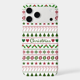 Love Christmas Motifs Pattern Green White Red
