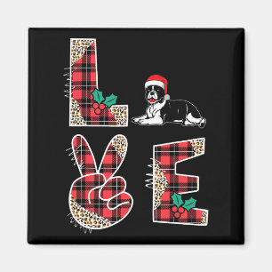Love Christmas Red Santa Hat Bulldog Xmas Family M Magnet