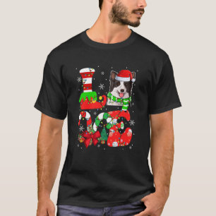 LOVE Christmas Santa Border Collie Candies Canes X T-Shirt