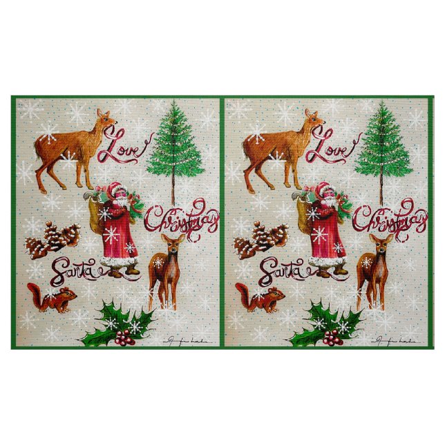 Love Christmas Santa Collage Fabric (Fat Quarter)