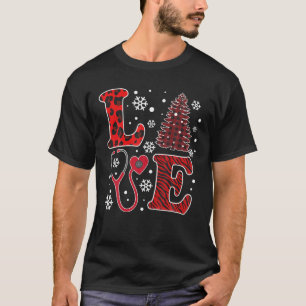 Love Christmas Stethoscope Red Plaid Pattern Nurse T-Shirt