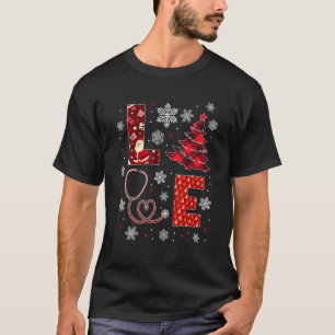 Love Christmas Tree Stethoscope Nurse Christmas 1 T-Shirt