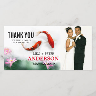 Love Circles Lotus Koi Wedding Photo Thank You