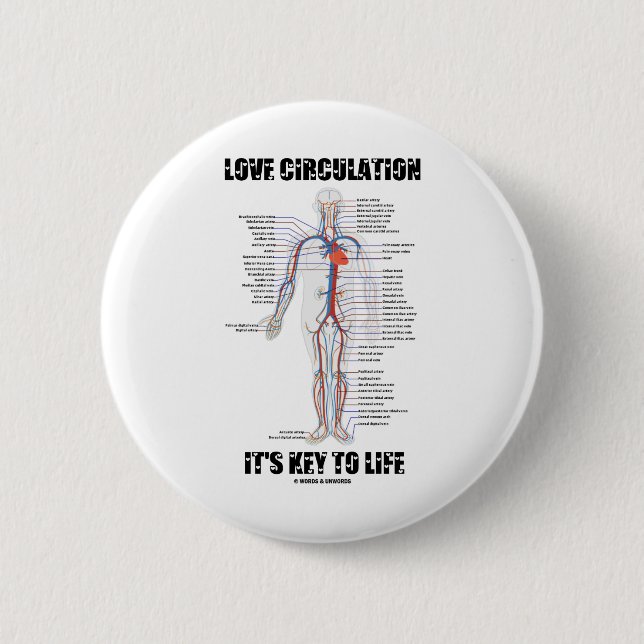 Love Circulation It's Key To Life 6 Cm Round Badge (Front)