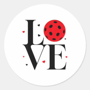 Love Ckleball Valentines Day Cute Red Heart  Classic Round Sticker