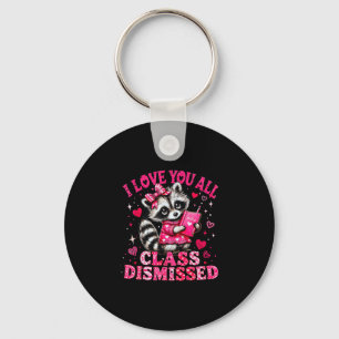 Love class dismissed cute racoon teacher last day key ring