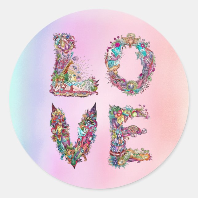 LOVE CLASSIC ROUND STICKER (Front)